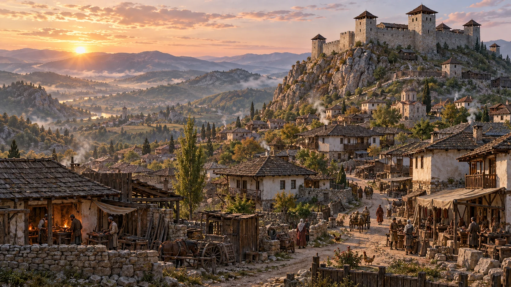 An imagined medieval Serbian town
